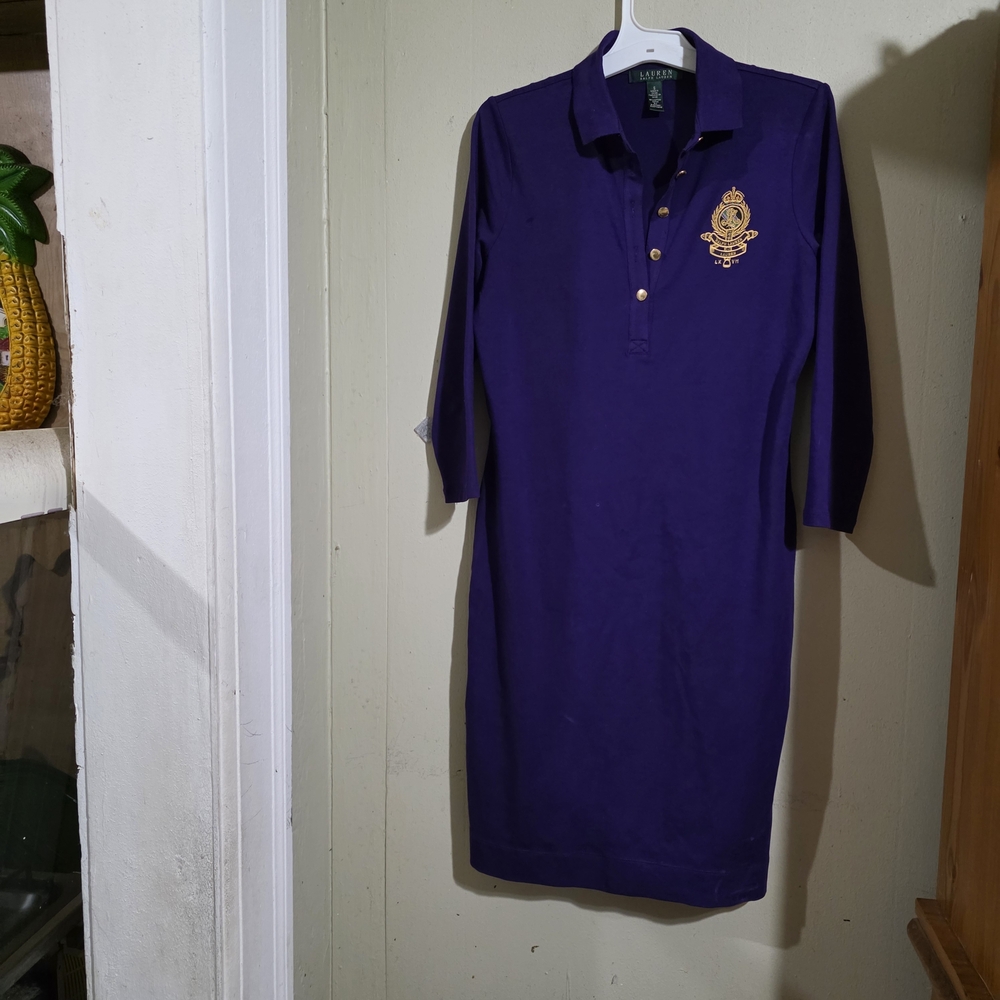 Womens Ralph Lauren Purple Long Sleeve Dress Used Size S